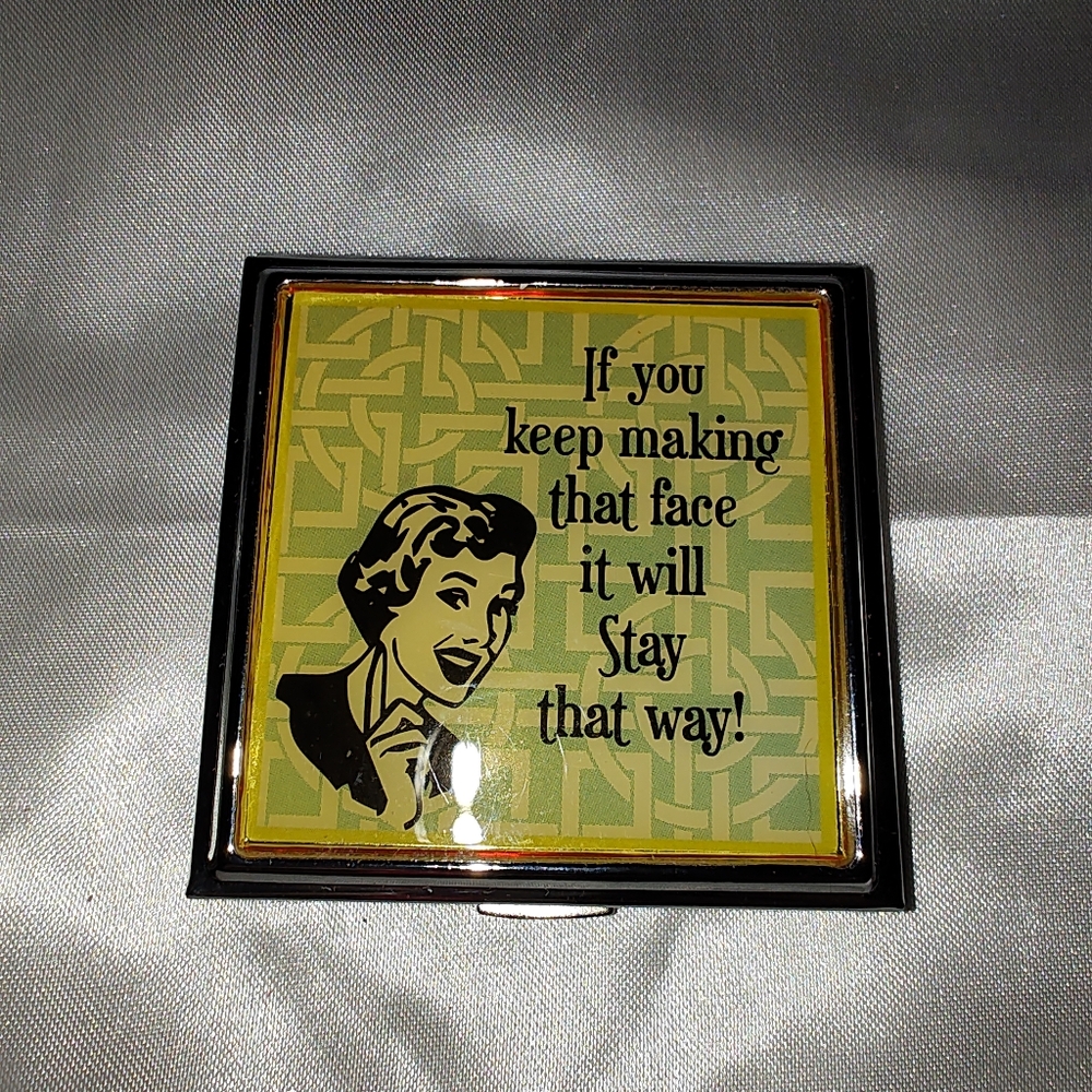 Compact Mirror With Funny Graphic